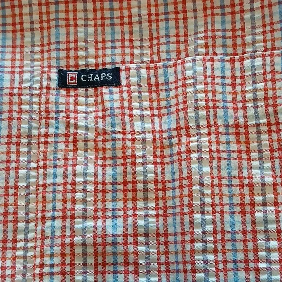 Men's Chaps XXL Red Plaid Shirt Casual, short sleeve, button down - Picture 3 of 4